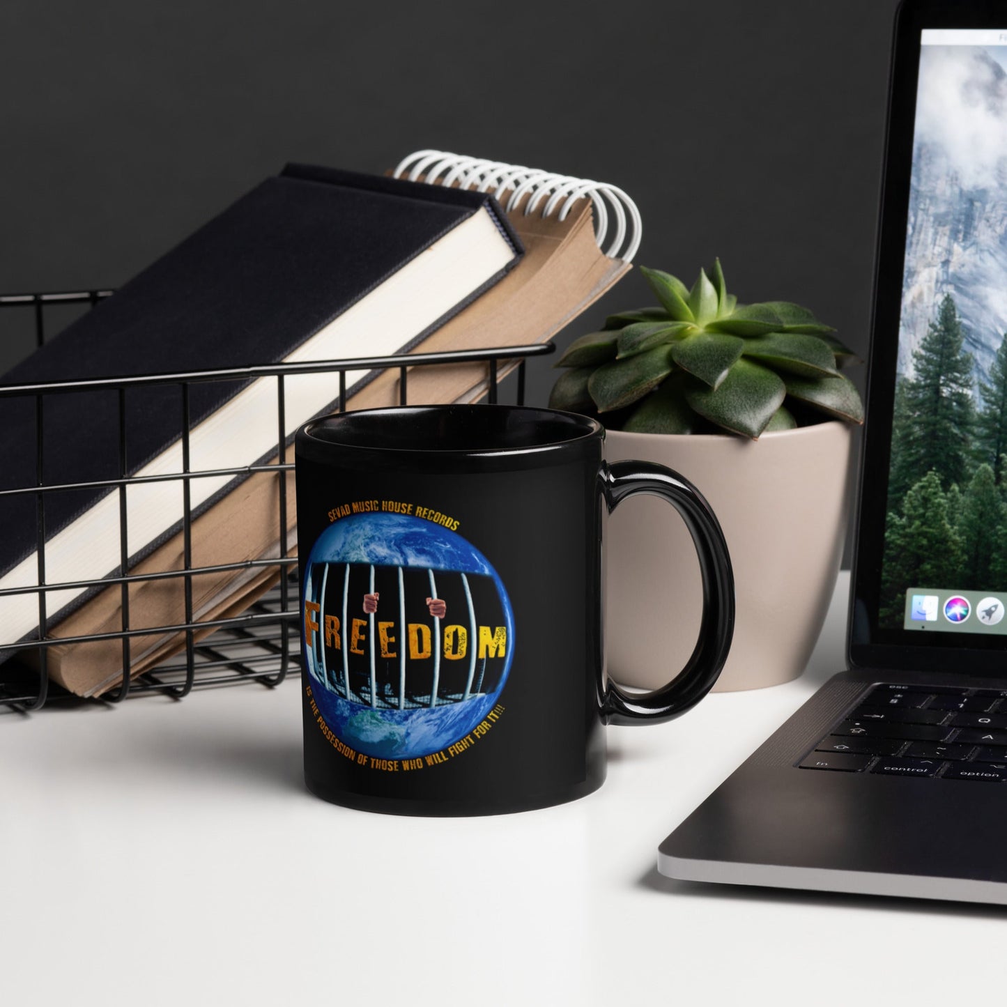FREEDOM Black Glossy Mug - SEVAD MUSIC HOUSE - Mug - SEVAD MUSIC HOUSE - 7401541_9323 - 11oz - - FREEDOM Black Glossy Mug