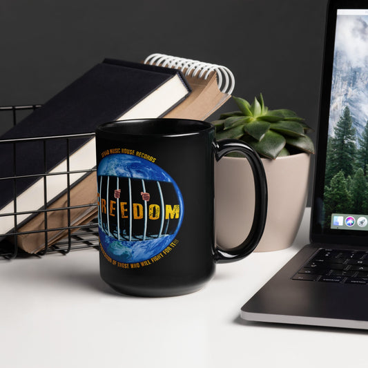 FREEDOM Black Glossy Mug - SEVAD MUSIC HOUSE - Mug - SEVAD MUSIC HOUSE - 7401541_9324 - 15oz - - FREEDOM Black Glossy Mug