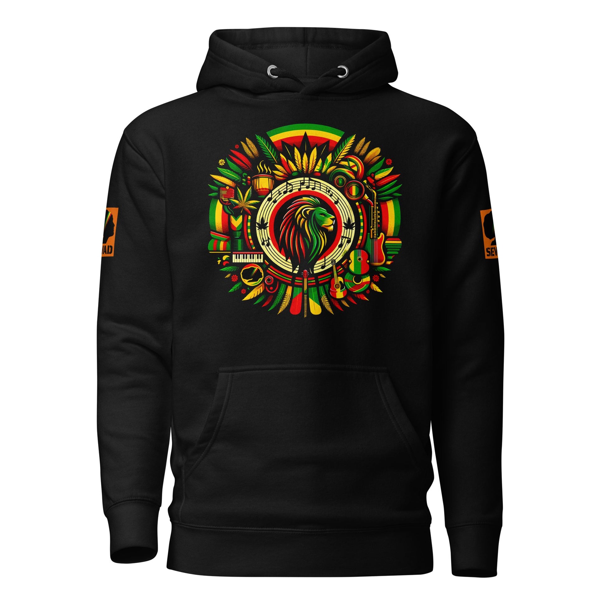 Reggae Riddims: Unisex Hoodie - SEVAD MUSIC HOUSE - Hoodie - SEVAD MUSIC HOUSE - 3336403_10779 - Black - S - Reggae Riddims: Unisex Hoodie