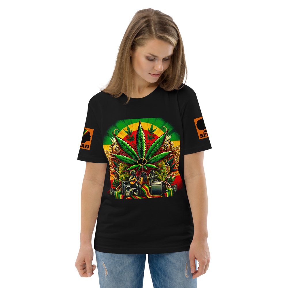Riddims of the Green: Unisex organic cotton t-shirt - SEVAD MUSIC HOUSE - T-Shirt - SEVAD MUSIC HOUSE - 9249436_11869 - S - Black - Riddims of the Green: Unisex organic cotton t-shirt