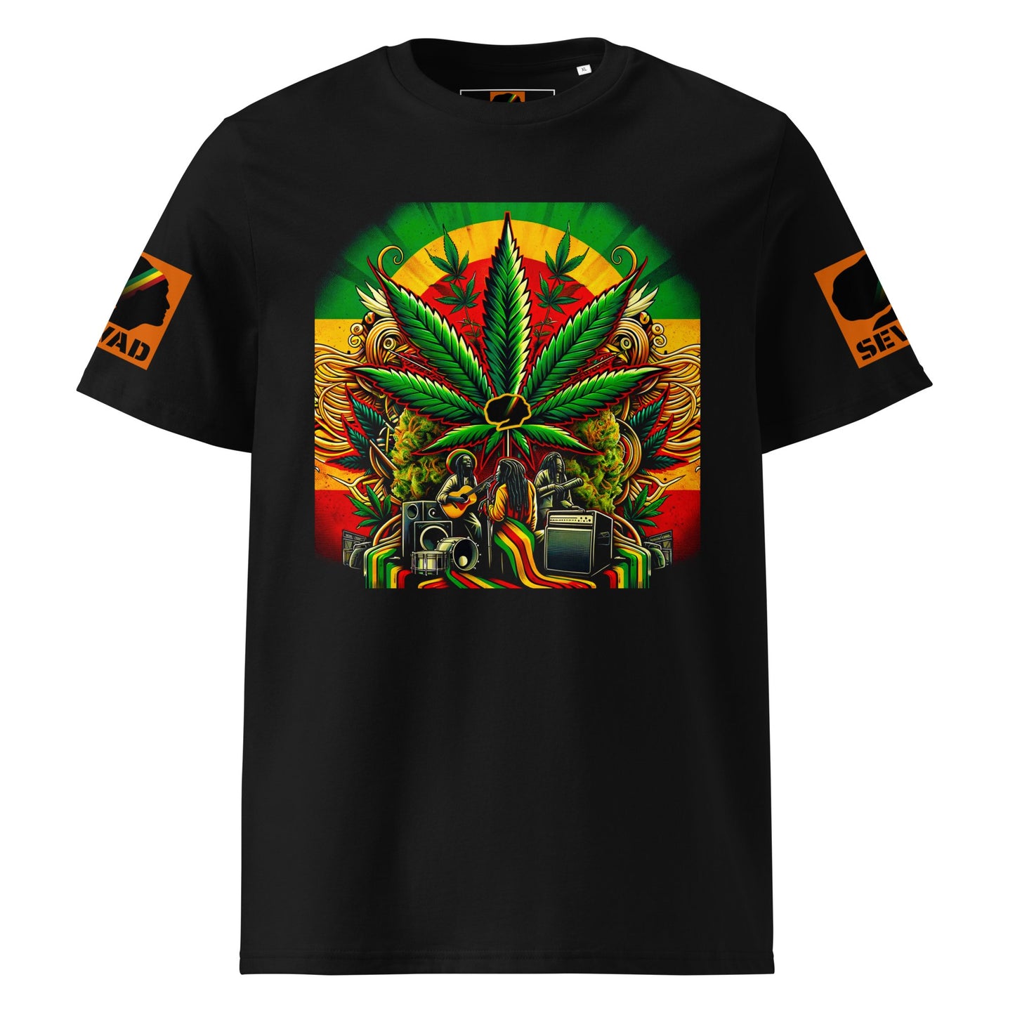 Riddims of the Green: Unisex organic cotton t-shirt - SEVAD MUSIC HOUSE - T-Shirt - SEVAD MUSIC HOUSE - 9249436_11869 - S - Black - Riddims of the Green: Unisex organic cotton t-shirt